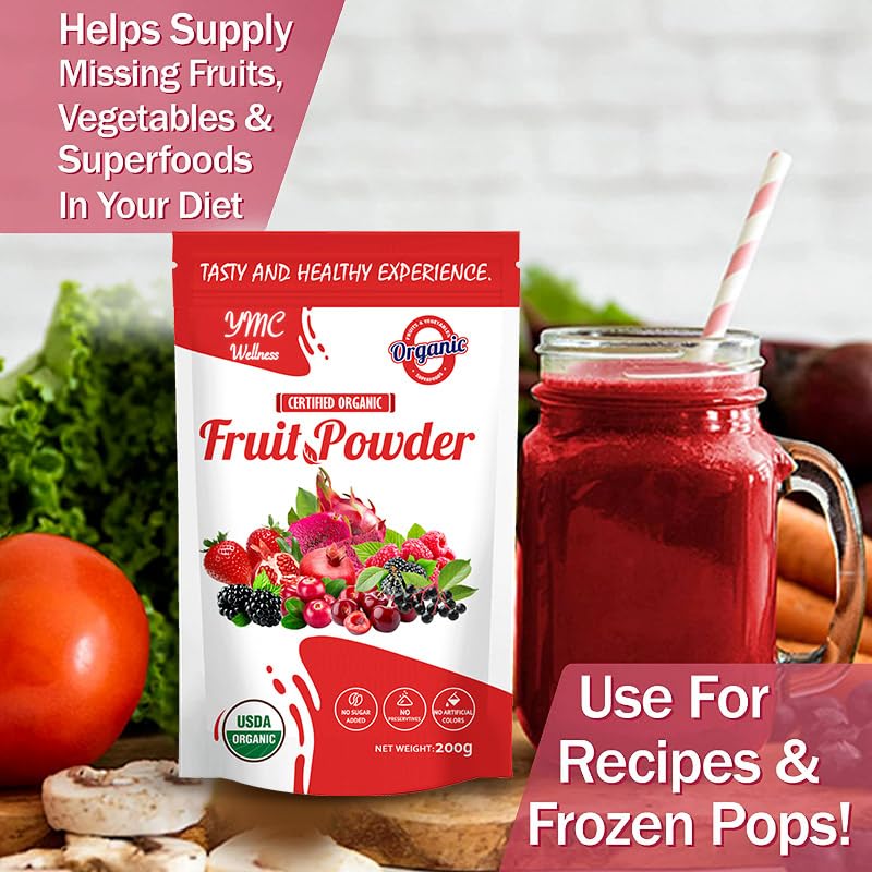 Organic Superfood Fruit Powder Smoothie & Juice mix - Antioxidants Rich Nutrients. Digestive Health, Weight Management, Immune Boosting, Energy boosting, Vitality, Vegan, Non- GMO, Gluten Free, Vegan. YMC Wellness buy supplements canada