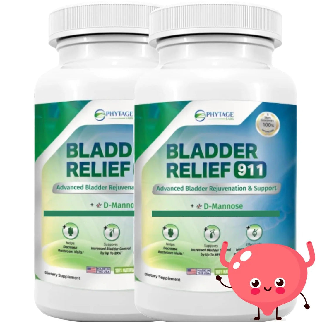 Phytage Labs Bladder Relief 911 Detoxifying Strength - for Men and Women Provides Bladder Support, 60 Veggie Capsules - 2 Pack Phytage Labs buy supplements canada