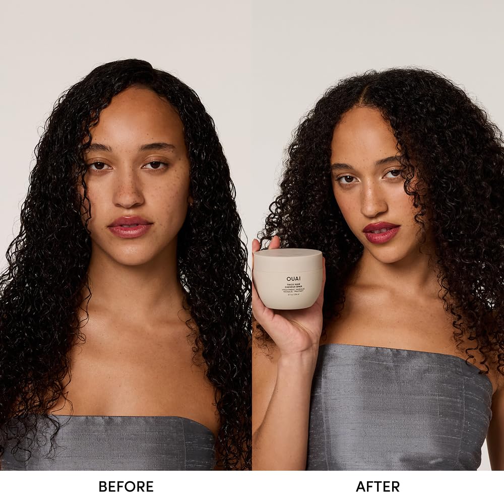 OUAI Thick Hair Mask - Treatment Masque with Almond Oil, Olive Oil, & Hydrolyzed Keratin to Restore Damaged Hair - Phthalate & Paraben Free Masque (3.4 Oz) OUAI buy supplements canada