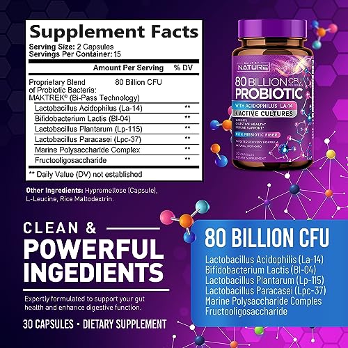 80 Billion CFU Probiotic - Daily Digestive Gut Health Supplement for Men & Women Built by Nature buy supplements canada