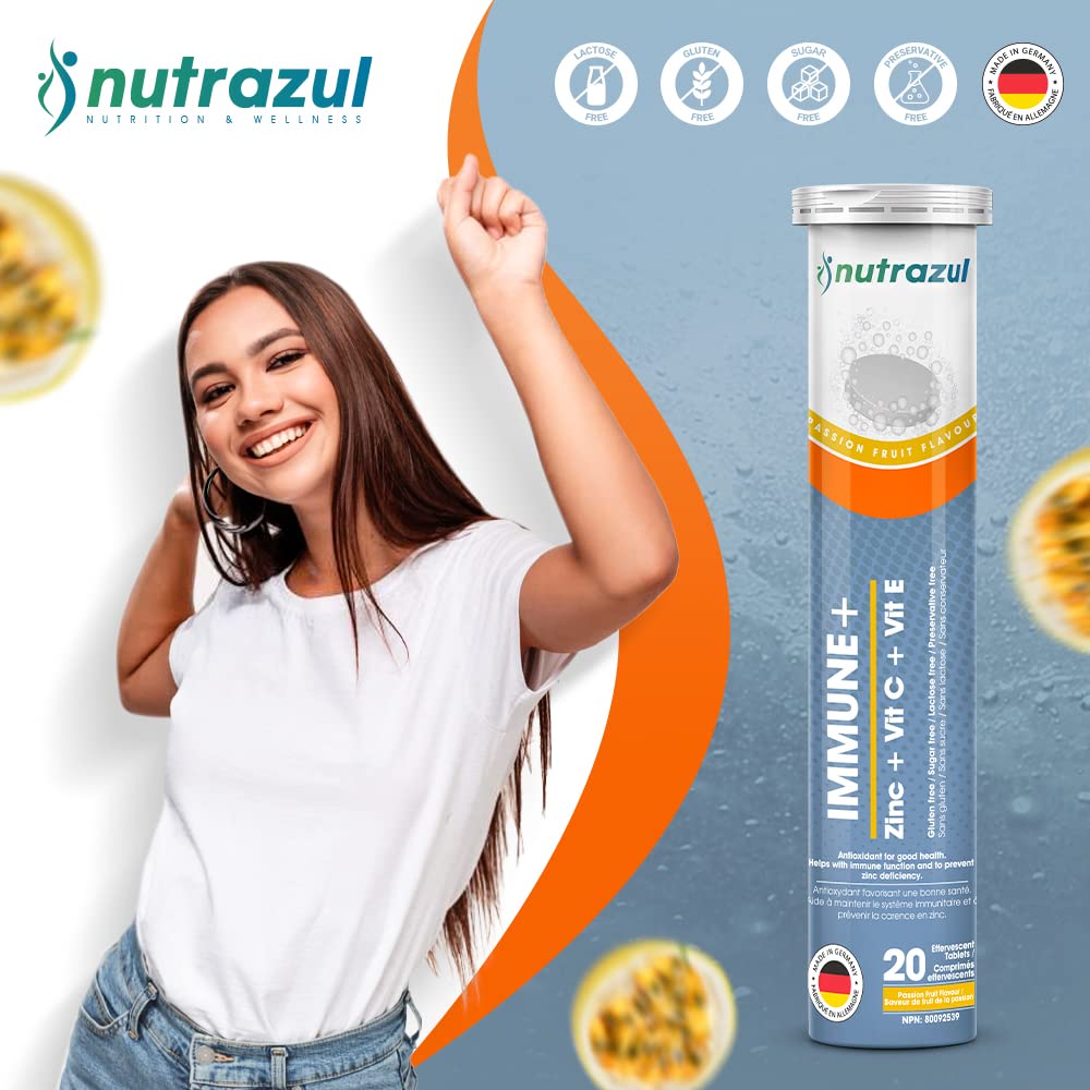 nutrazul Immune+ Effervescent Tablets, Vitamin C, Vitamin E & Zinc Supplement, Supports Overall Wellness with a VIT C, VIT E & Zinc Blend nutrazul buy supplements canada