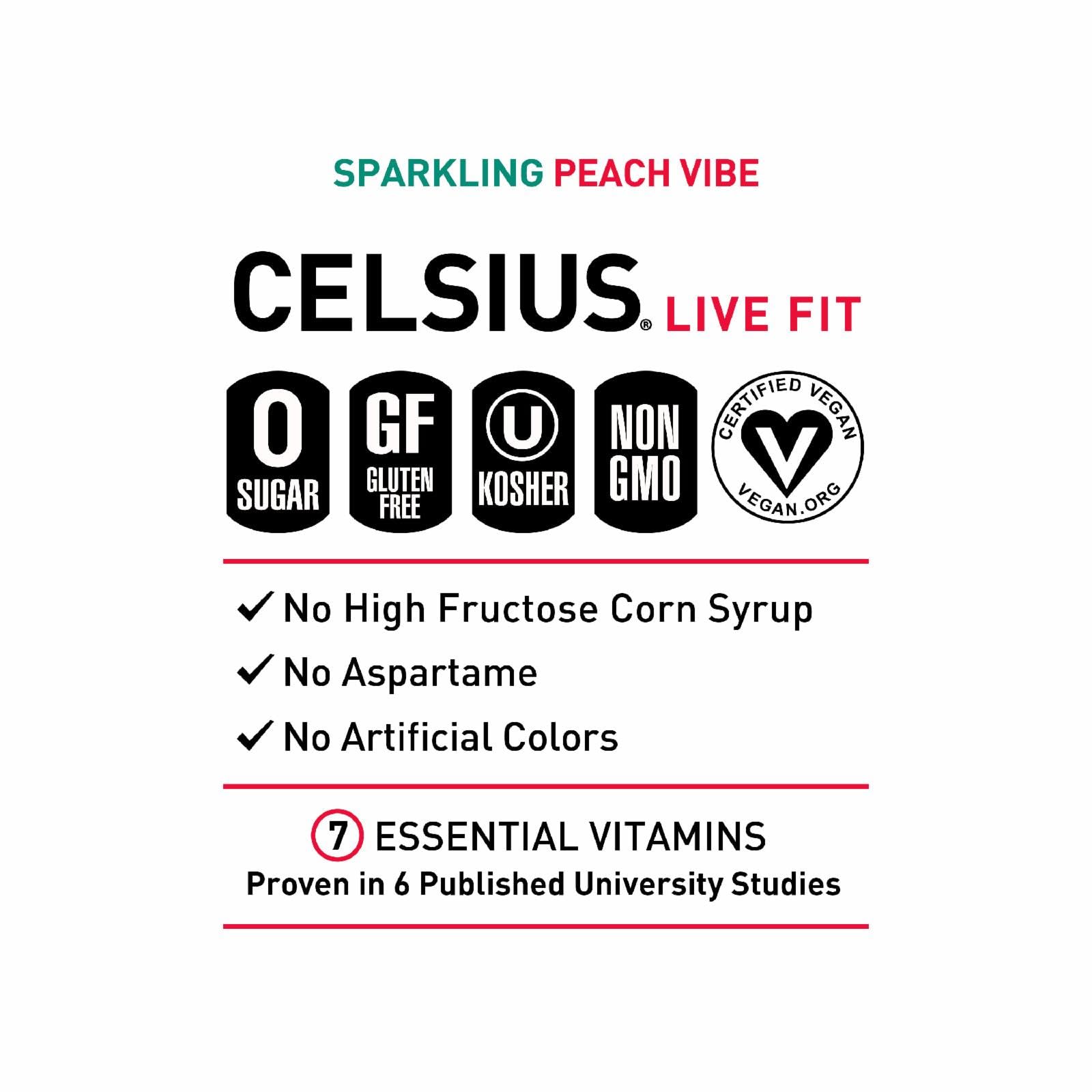 CELSIUS Sparkling Peach Vibe, Functional Essential Energy Drink, 12 Fl Oz CELSIUS buy supplements canada