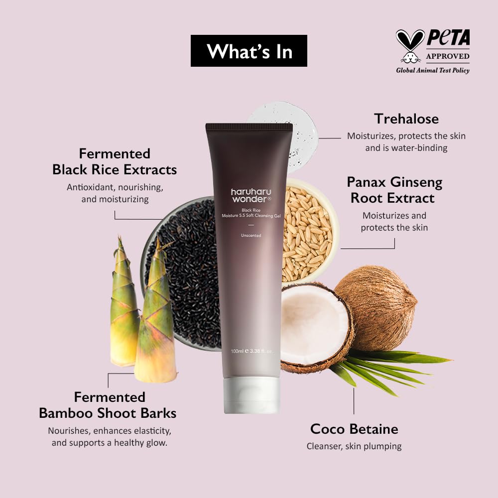HARUHARU wonder Black Rice Moisture 5.5 Soft Cleansing Gel, Gentle Daily Cleanser, Low 5.5pH, Moisture Balance, Soap Free HARUHARU buy supplements canada