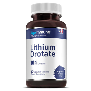 Lithium Orotate 10mg per Capsule - 60 Vegetarian Capsules. Memory and Emotional Wellness Support - Magnesium Stearate Free AgeImmune buy supplements canada