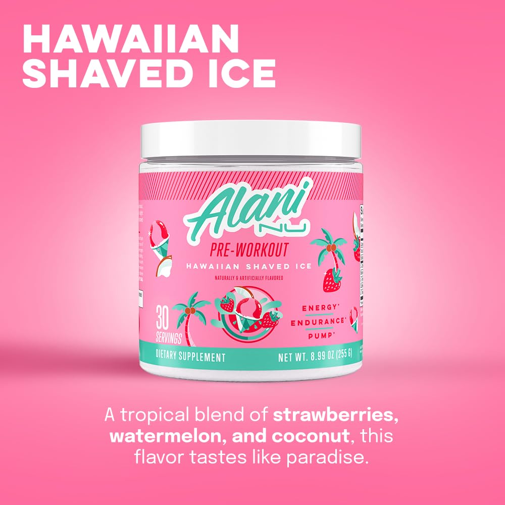 Alani Nu Pre Workout Powder Hawaiian Shaved ICE, Amino Energy Boost, Endurance Supplement, Sugar Free, 200mg Caffeine Alani Nu buy supplements canada