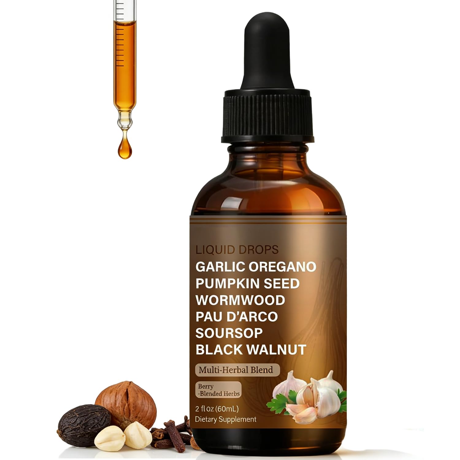 SERSANVE Natural Black Walnut Wormwood Gut Cleanse | Black Walnut Clove Drops with Pumpkin Seed, PAU D’Arco, Soursop, Garlic and Oregano | Vegan, Alcohol-Free Formula for Digestion Support, 2 fl oz SERSANVE buy supplements canada
