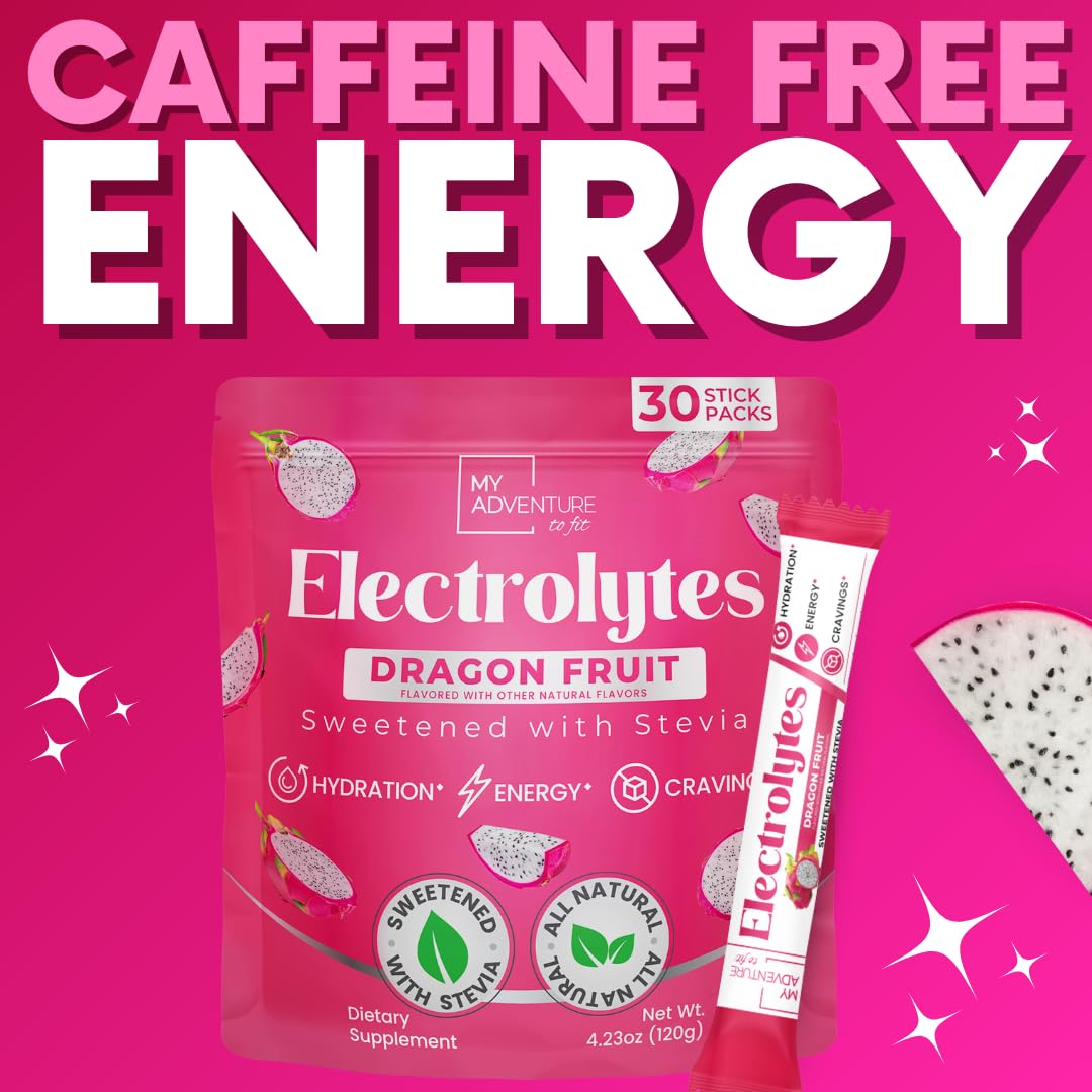 Zero Sugar Dragon Fruit Electrolytes Sticks - Refreshing Hydration - Caffeine Free Energy with Natural Ingredients - Vegan, Keto & Paleo My Adventure to Fit buy supplements canada