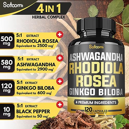 6050mg Rhodiola Rosea Supplement with Ashwagandha Root, Ginkgo Biloba & Black Pepper Satoomi buy supplements canada
