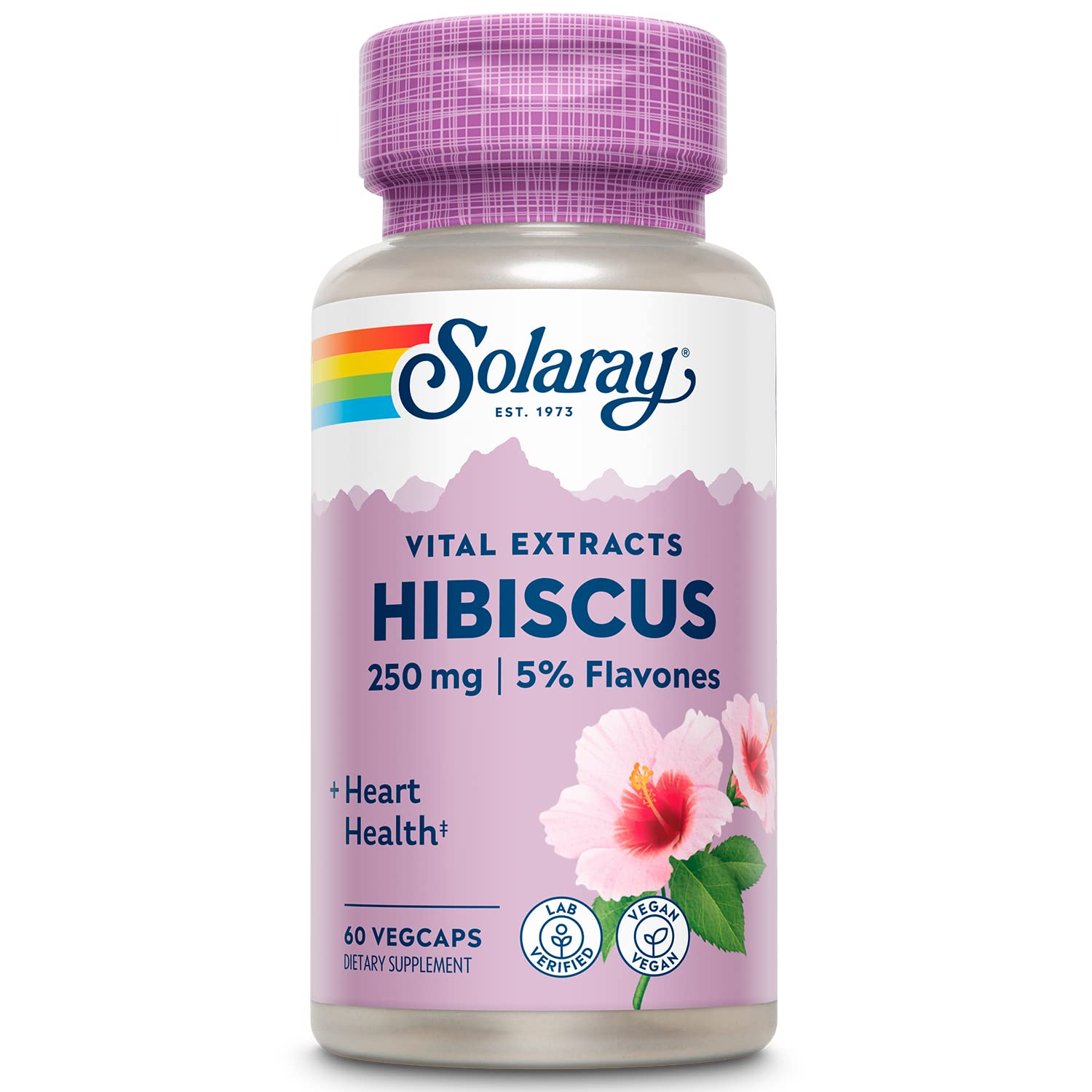 SOLARAY Hibiscus Flower Extract Sabdariffa Supplement - 250 mg, Healthy Cardiovascular Function Support for Men and Women, Non-GMO, Vegan Capsules - 60 Count VegCaps SOLARAY buy supplements canada