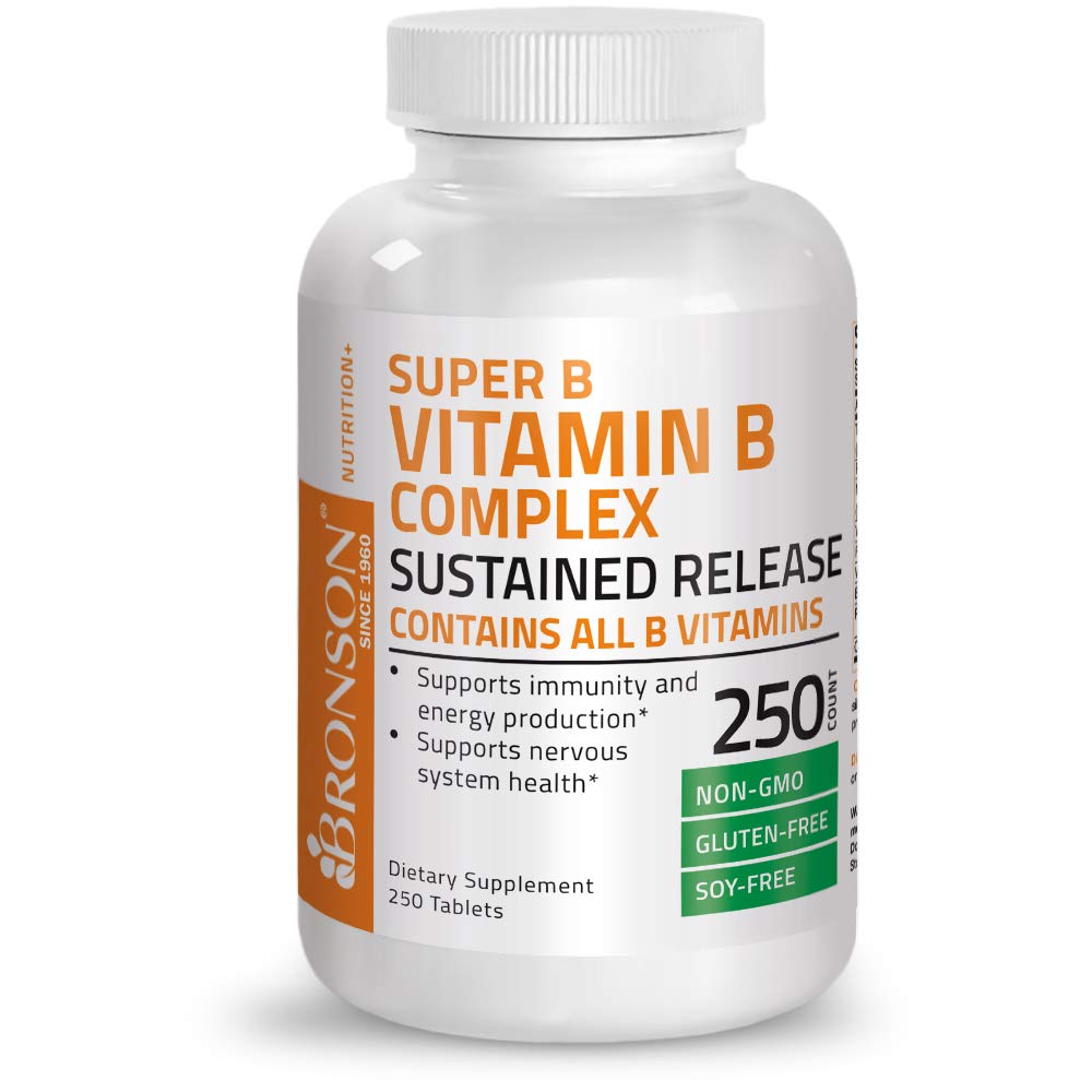 Bronson Super B Vitamin B Complex Sustained Slow Release Vitamin B1, B2, B3, B6, B9 Bronson buy supplements canada