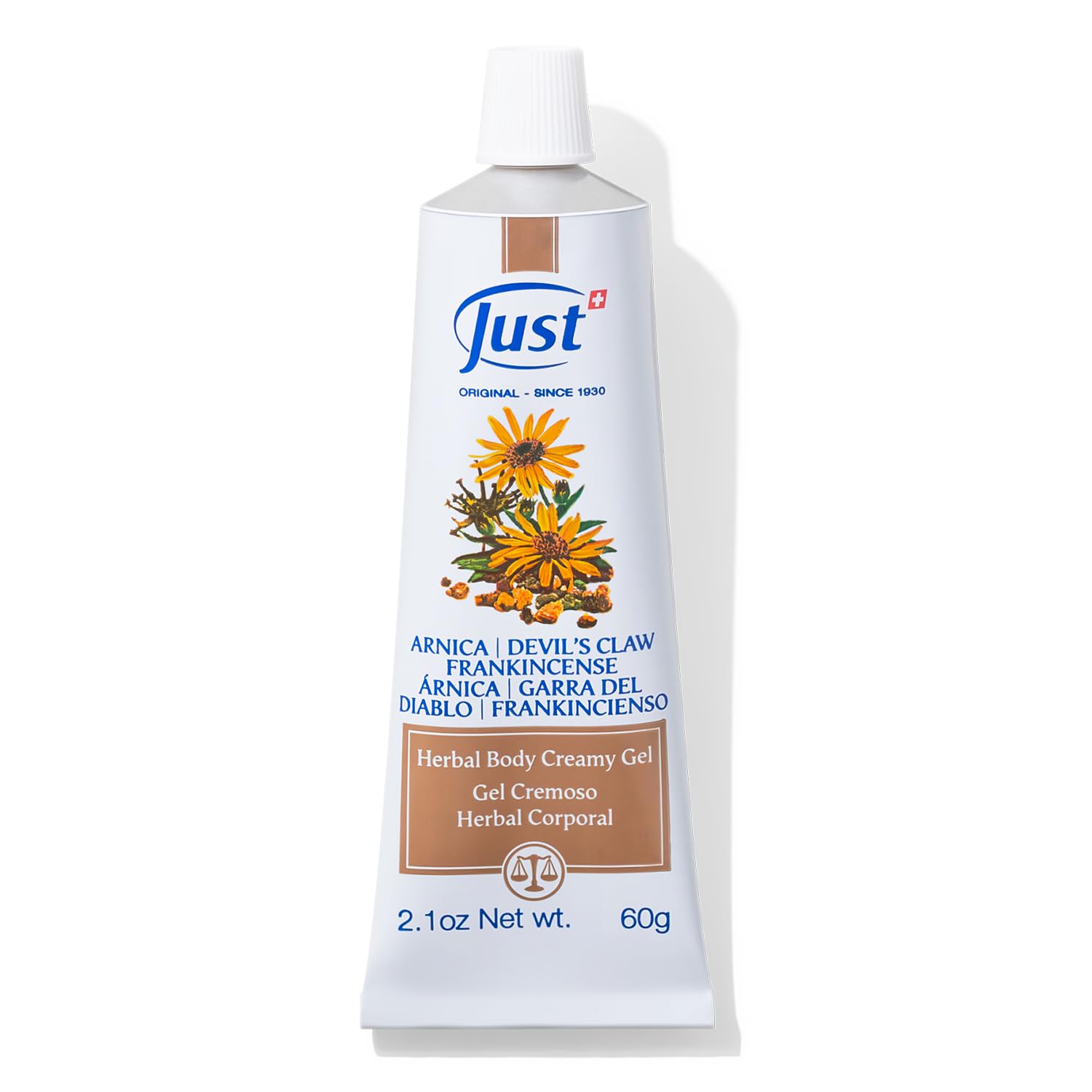 Swiss Just Arnica Gel, Arnica Creamy Gel 60g. Arnica Cream w/Devils Claw & Frankincense Oil. A Gentle Massage Cream on Wrists, Fingers, Knees, Ankles, Joints, Waist, Neck, and Back. SwissJust buy supplements canada