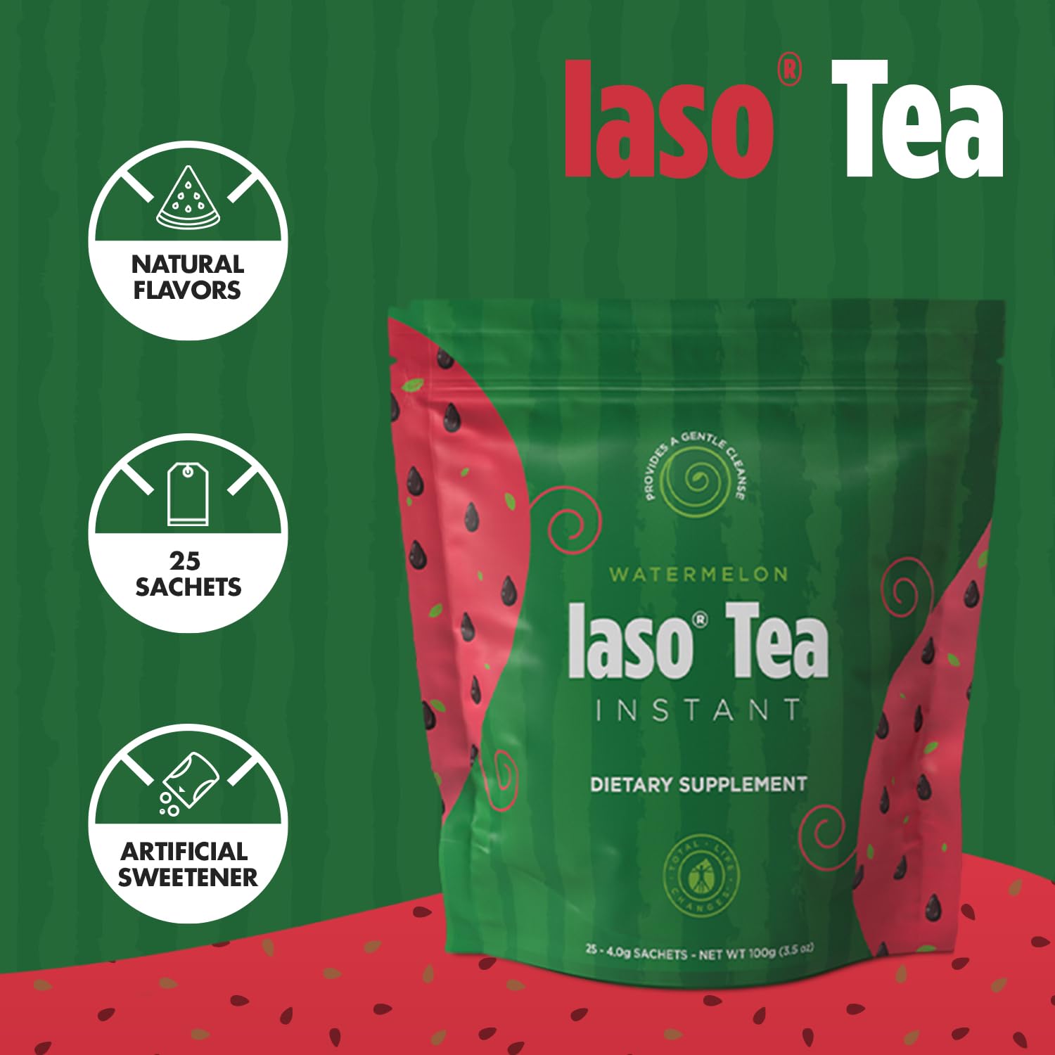 Iaso Instant Tea Watermelon Flavor - 4 grams (25 Sachets) Total Life Changes buy supplements canada