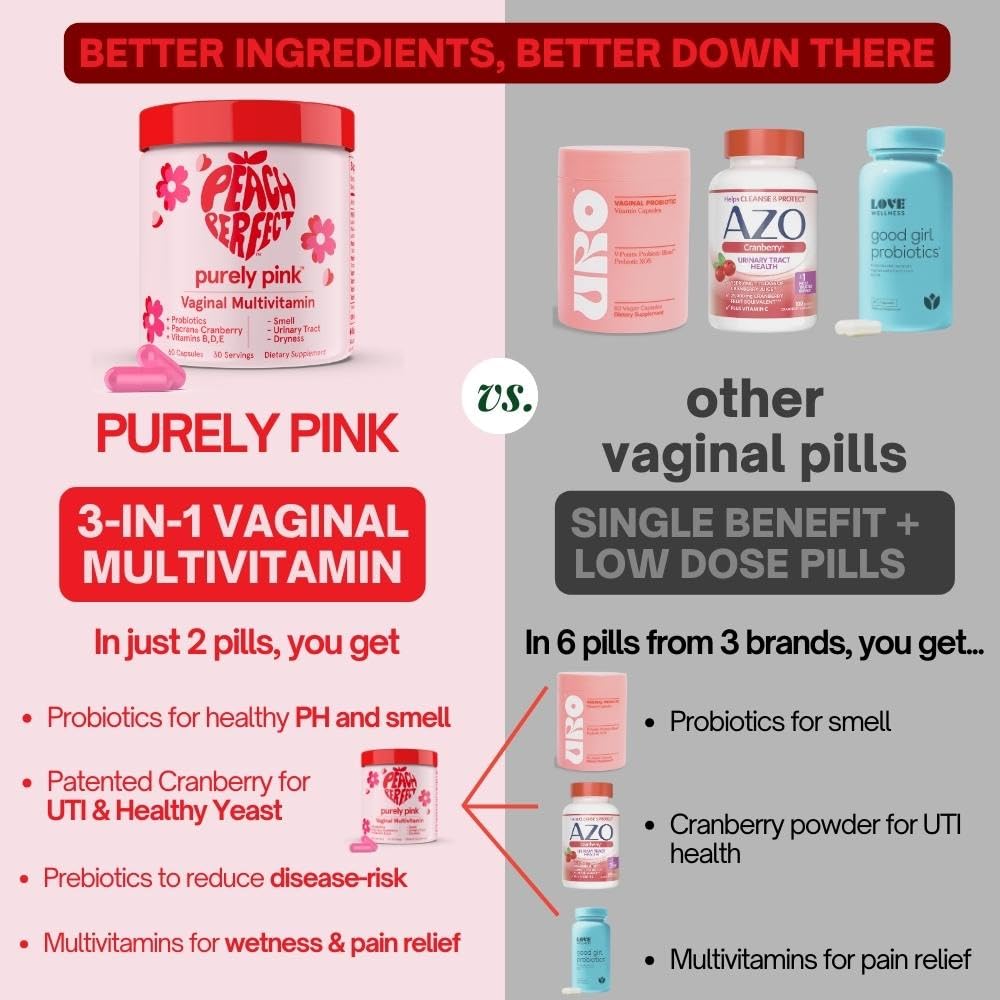 Purely Pink Prebiotic Probiotic Blend for Vaginal Health - Promote pH Balance, Healthy Flora and Odor Peach Perfect buy supplements canada