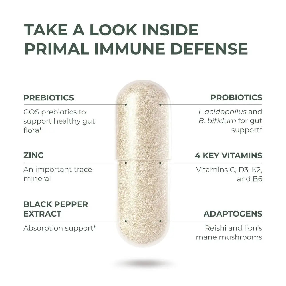 Primal Harvest Immune Defense 10-in-1 Supplement with Probiotics, Zinc, and Vitamins C, D3, K2, B6 Daily Immune Support for Adults Primal Harvest buy supplements canada