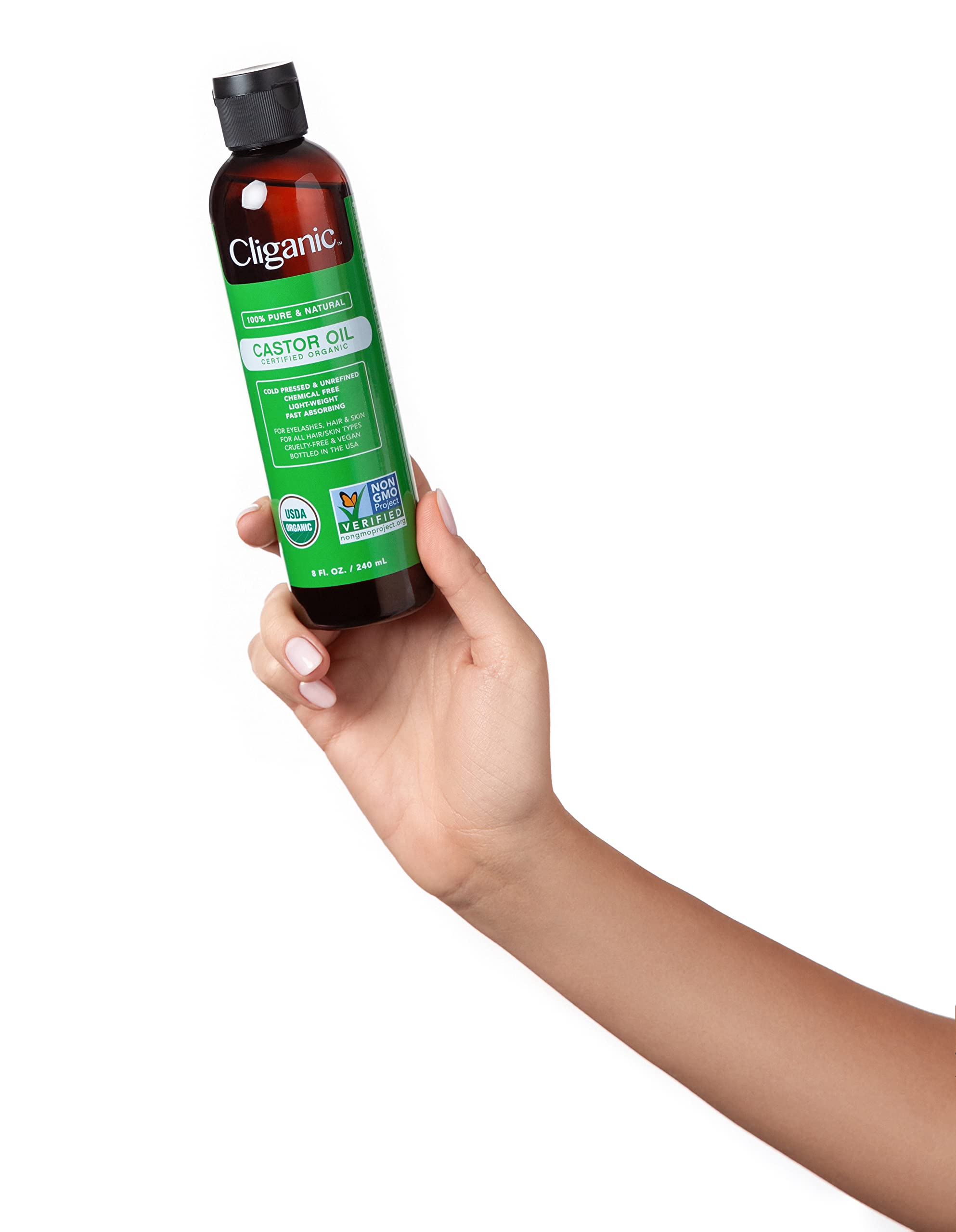 Cliganic USDA Organic Castor Oil, 100% Pure (8oz with Eyelash Kit) - For Eyelashes, Eyebrows, Hair & Skin Cliganic buy supplements canada