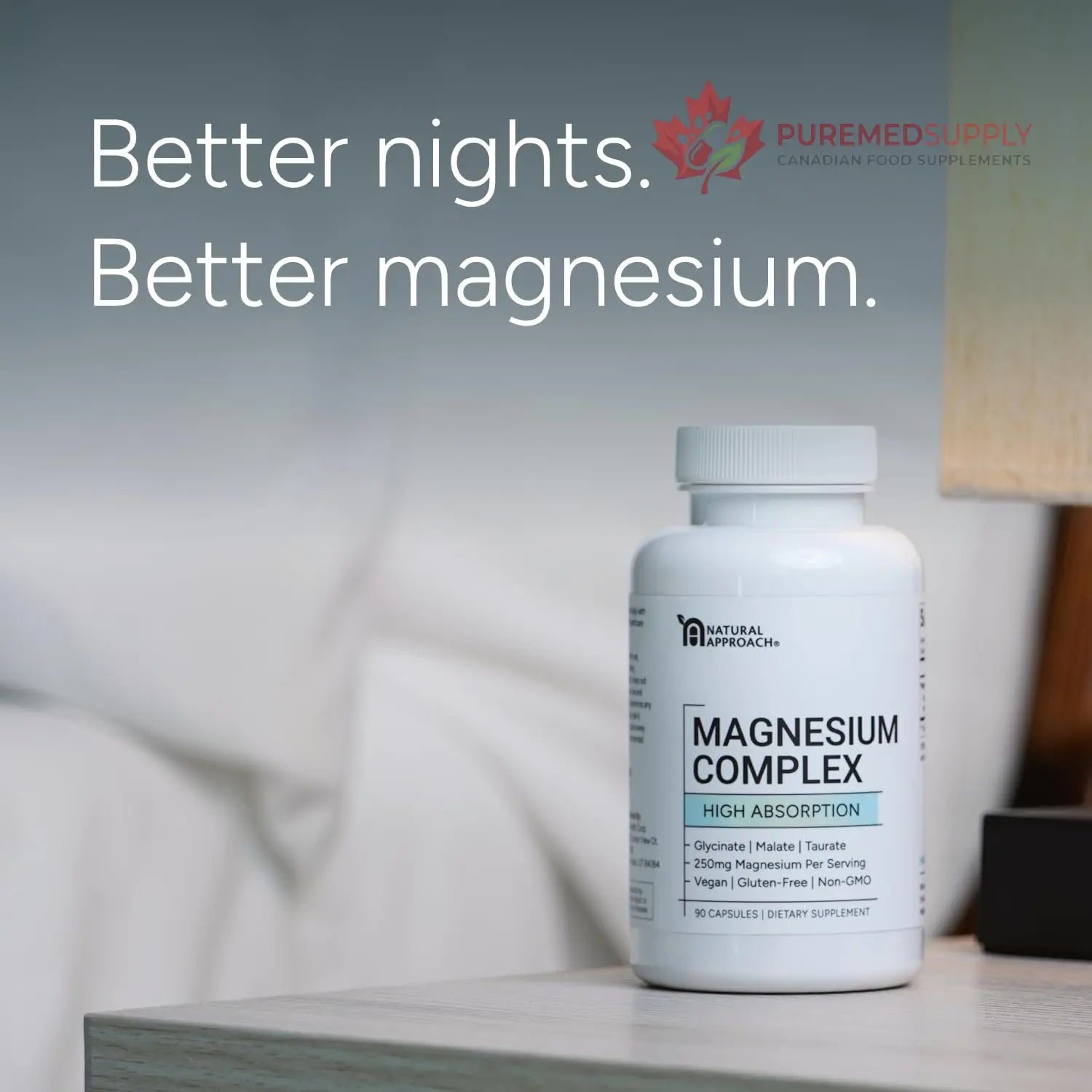 High Absorption Magnesium Complex with Glycinate, Malate & Taurate - Premium Magnesium Supplement for Sleep, Relaxation, Leg Cramps & Stress Relief - 100% Chelated & Easy On The Gut - 90 Capsules Natural Approach buy supplements canada
