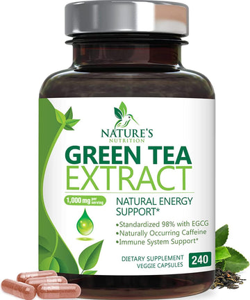 Green Tea Extract Capsules 1000mg 98% Standardized EGCG - 3X Strength for Natural Nature's Nutrition buy supplements canada