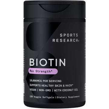 Sports Research® Biotin 10,000mcg with Organic Coconut Oil - Biotin (Vitamin B7) for Healthy Skin and Hair Support* - for Women and Men - Vegan, Non-GMO Sports Research buy supplements canada