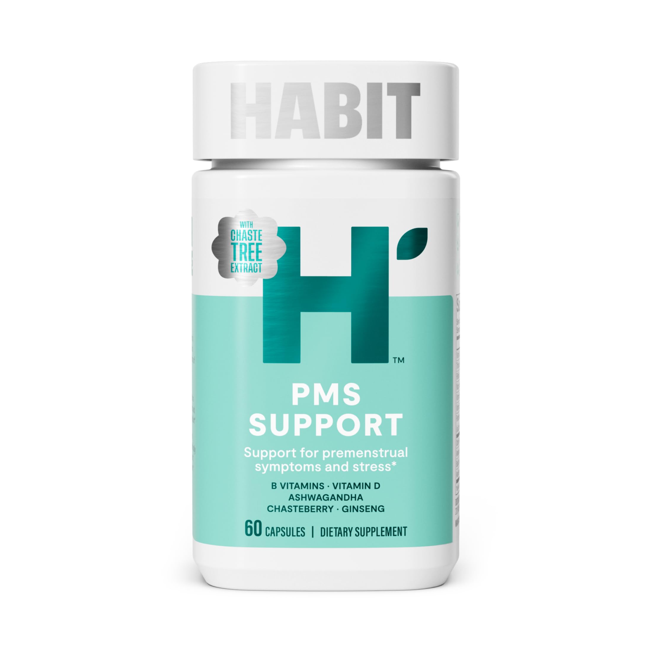 Habit PMS Support Supplement for Women (60 Capsules) - Supports Premenstrual Symptoms & Stress, Hormone Balance, Mood, B Vitamins, Vitamin D, Chasteberry, Ashwagandha, Gluten-Free, Non-GMO (1 Pack) H' Habit buy supplements canada
