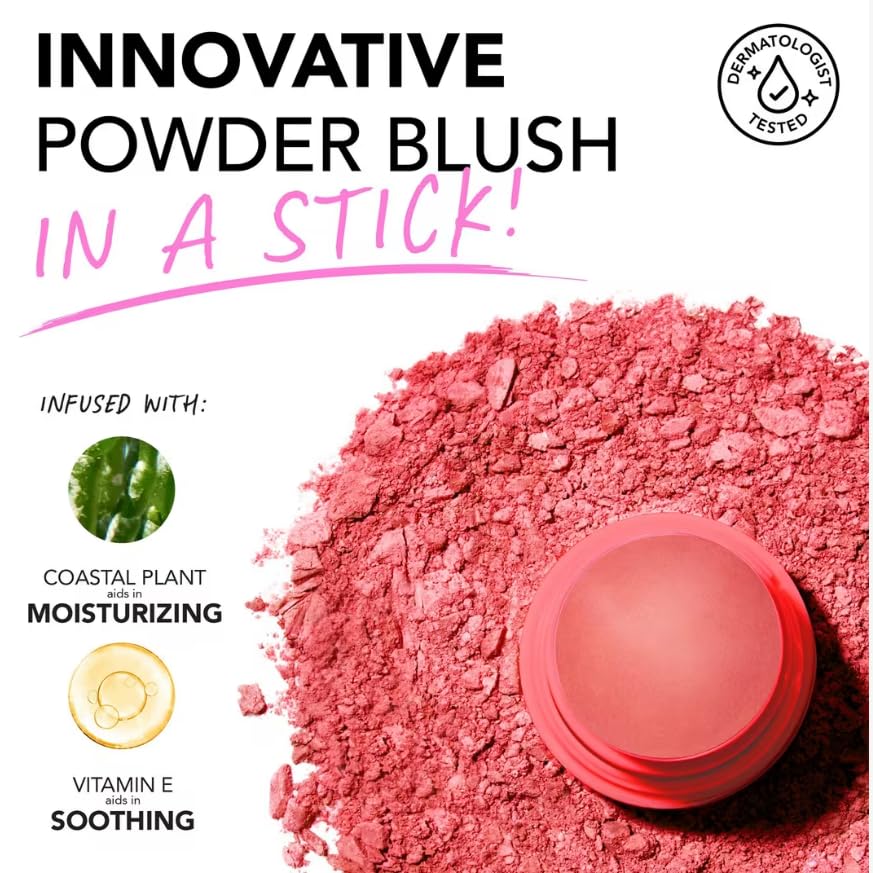 Polite Society Polite Pops Powder Blush Stick, Hybrid Cream to Powder Formula, Buildable Color with Coastal Plant and Vitamin E, Malibu shimmering golden peach Aus Healthcare buy supplements canada