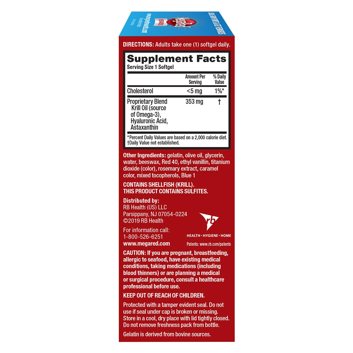 Omega-3 Krill Oil and Joint Supplement - Megared Joint Care 60 softgels - EPA/DHA fatty acids, Antioxidants, Hyaluronic acid, No fishy burp aftertaste as with Fish Oil MegaRed buy supplements canada