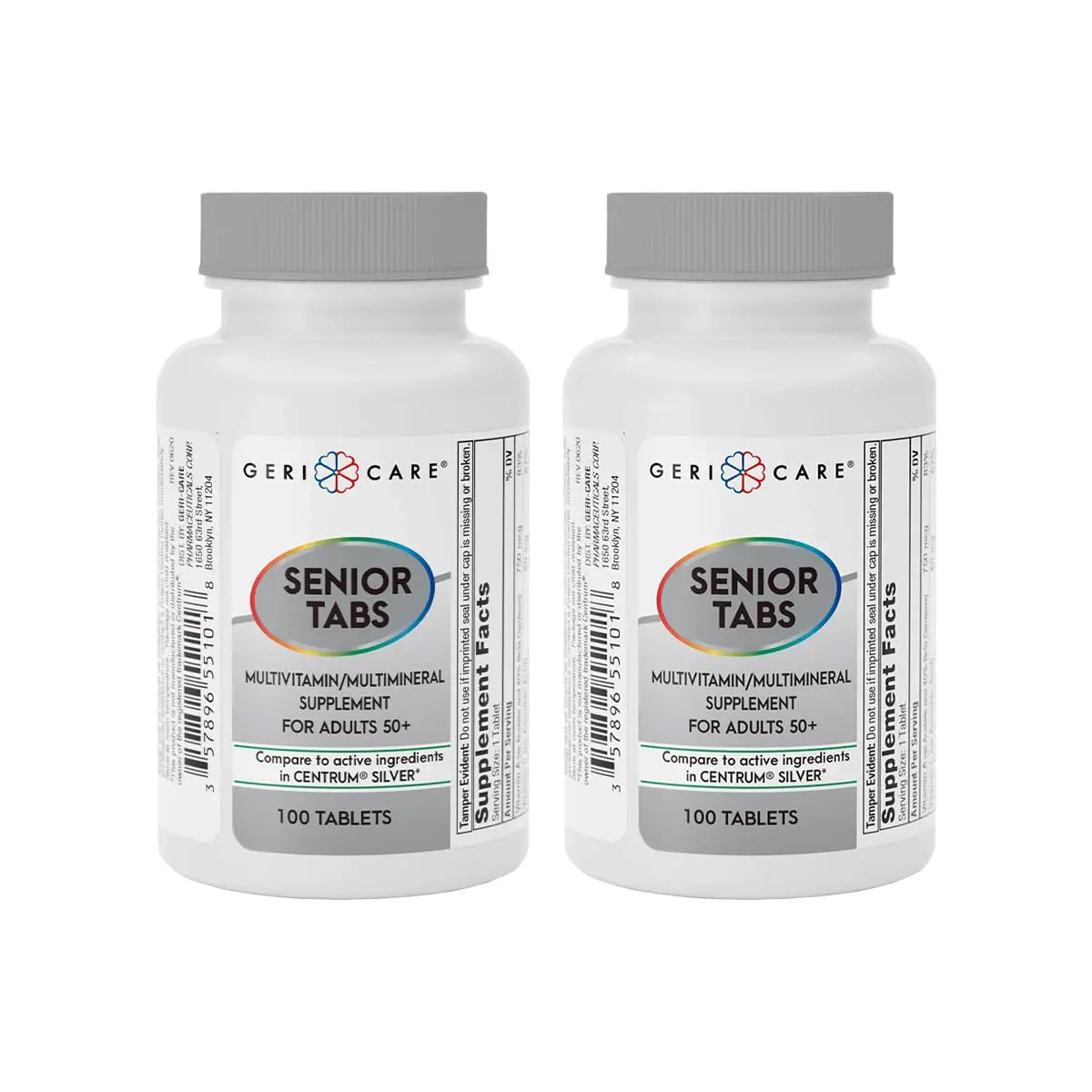 GeriCare Senior Tab 50+ Multivitamin and Minerals Tablets - Immune Support - Age-Defying Nutrition, 100 Count (Pack of 2) GeriCare buy supplements canada