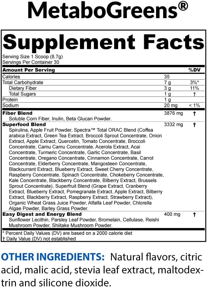 BioTrust Metabo Greens Superfood Powder - Super Greens Powder, Fruit & Veggie Blend with Clinically Studied Spectra - Non GMO, Soy Free, Gluten Free, Dairy Free, Energizing Berry Flavor (30 Servings) BioTrust buy supplements canada