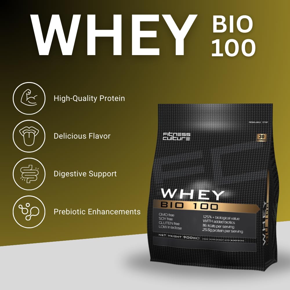 Fitness Culture Whey Bio 100 Whey Protein Powder with Pre and Pro Biotics Raspberry Flavour My Store buy supplements canada