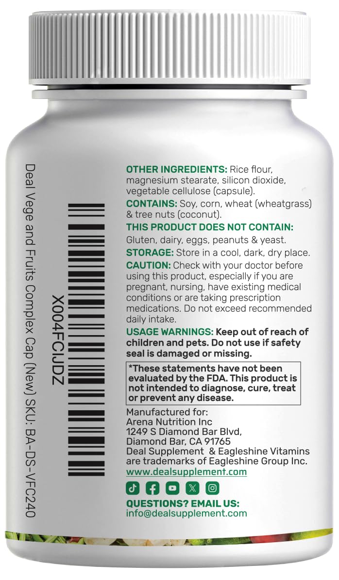 Nature’s Fruits & Veggies Supplement, 240 Veggie Capsules – 80 Whole Food Superfoods for Daily Balance – 40 Fruits with 40 Vegetables and Greens – Non-GMO, Gluten Free DEAL SUPPLEMENT buy supplements canada