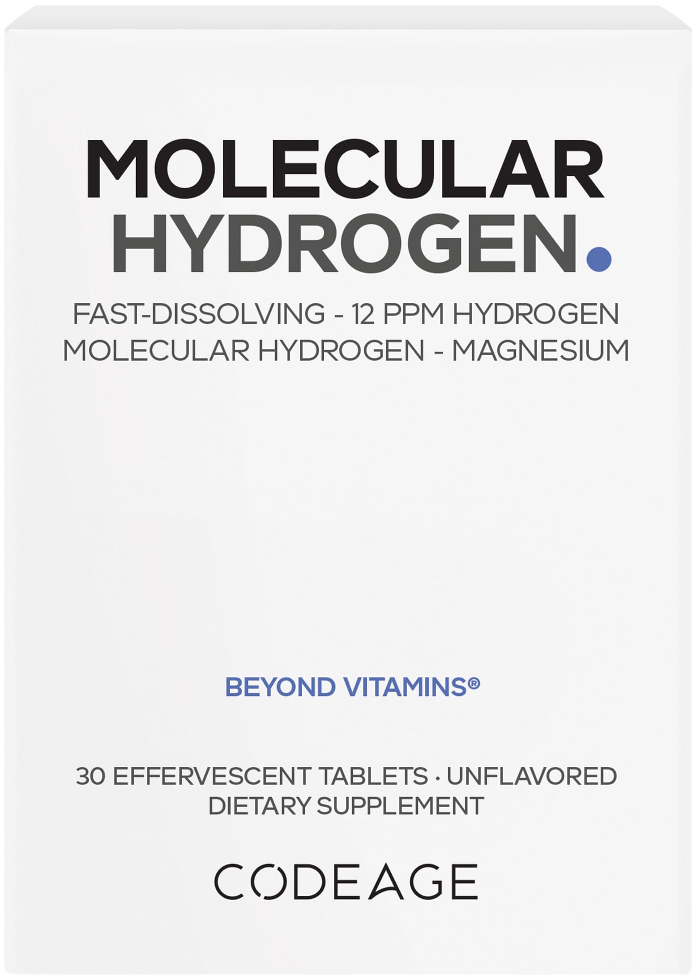 Codeage Molecular Hydrogen Supplement - Fast-Dissolving 12 PPM Hydrogen Water Tablets with Elemental Magnesium - Hydration Tablet Body Function - Unflavored, Vegan, Non-GMO, Gluten-Free - 30 Tablets Codeage buy supplements canada