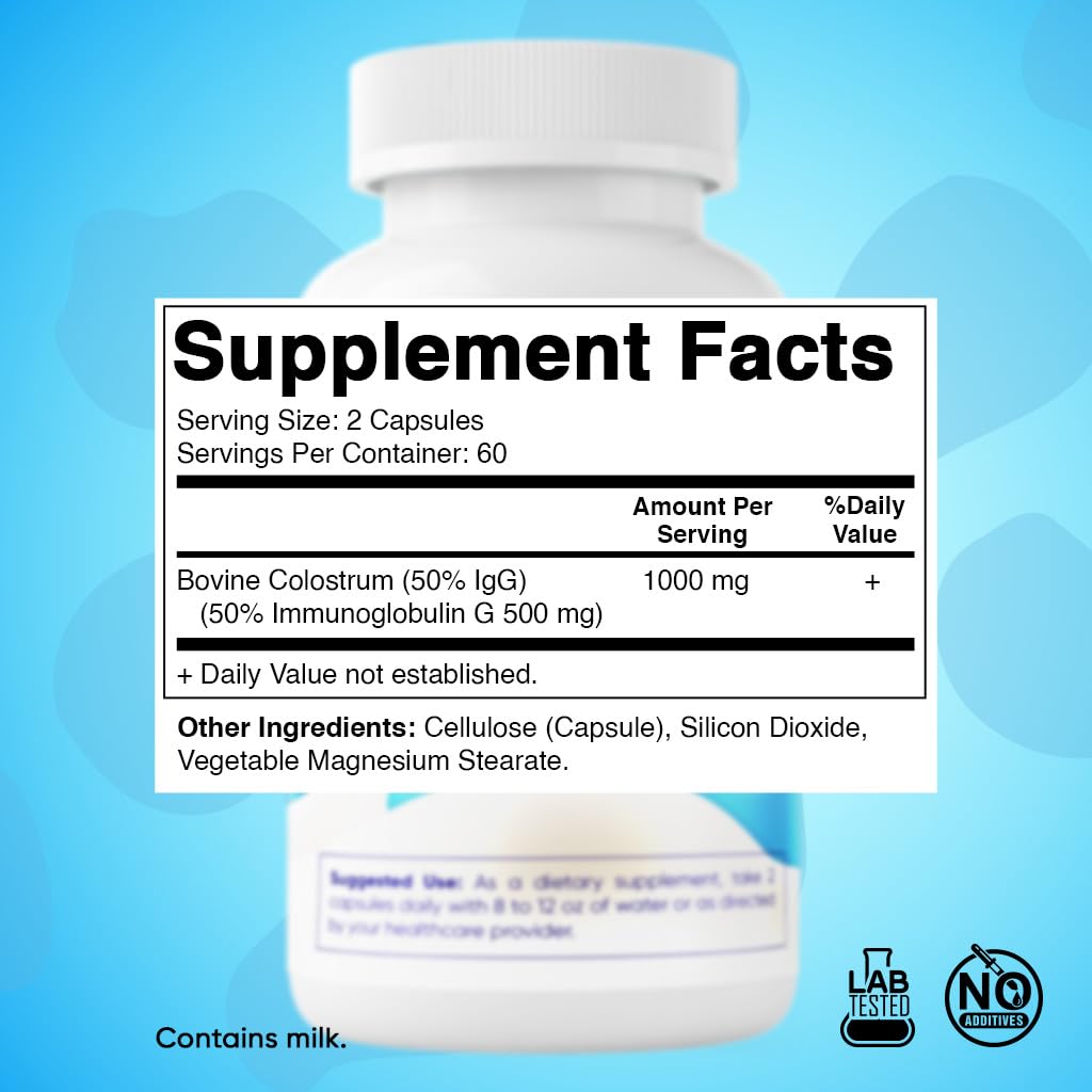 Vitamatic Bovine Colostrum Supplement 1000 mg per Serving - 50% Highest IgG - Supplement for Gut Health, Hair Growth, Beauty, Muscle Recovery, & Immune Support - 120 Capsules - 2 Pack Vitamatic buy supplements canada