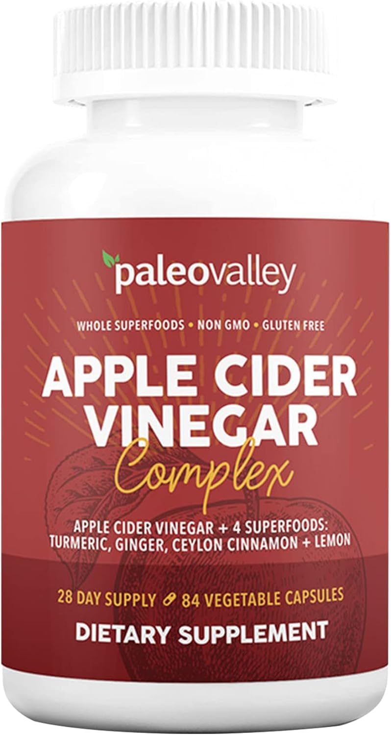 Paleovalley Apple Cider Vinegar Complex with Superfoods - Turmeric, Ginger, Ceylon Cinnamon and Lemon - 84 Vegetable Capsules Paleovalley buy supplements canada
