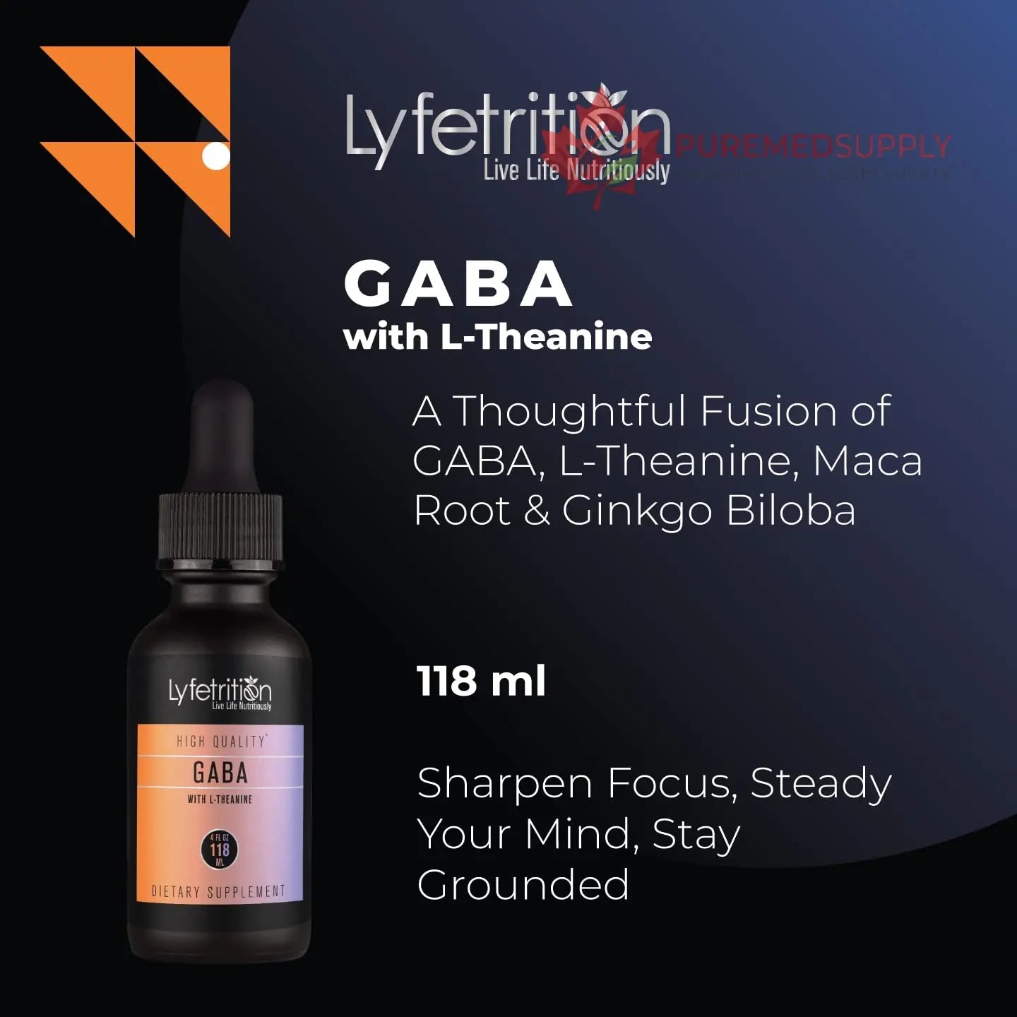 Lyfetrition GABA with L-Theanine, Ginkgo Biloba (Salisburia biloba) Extract, Organic Peruvian MACA Root (Lepidium meyenii) Extract, 118 ml, 4 FL Oz Liquid, 220 Servings, Made in USA, Quick Absorption Lyfetrition buy supplements canada
