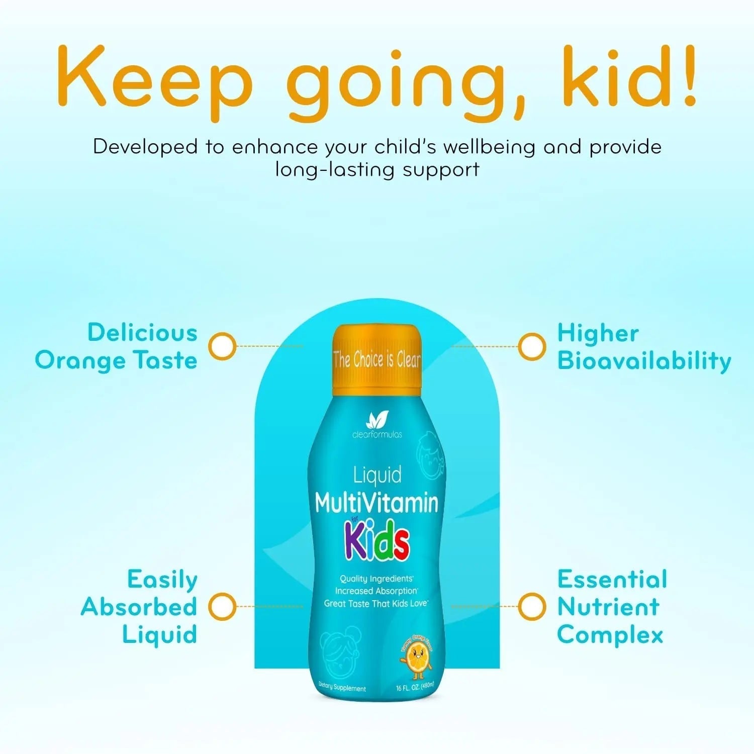 Sugar Free Liquid Multivitamin for Kids - High Absorption Kids Liquid Multivitamin with Vitamins A C D E & B Complex Plus Quercetin Immune Support Complex Clear Formulas buy supplements canada