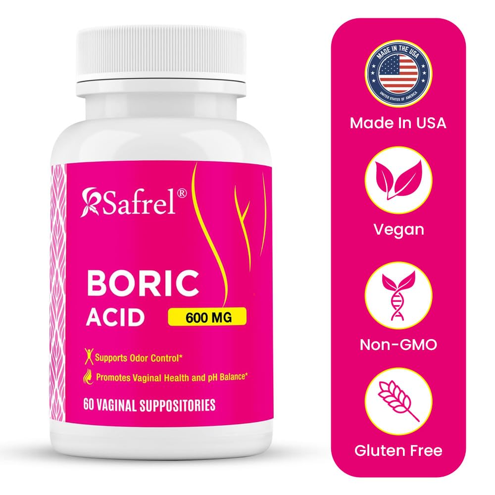 Safrel Boric Acid Vaginal Suppositories - 60 Count (1-Pack) – 100% Pure USA-Made, Supports Intimate Safrel buy supplements canada