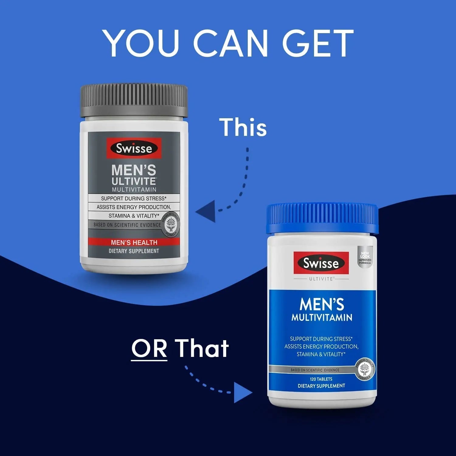 Swisse Ultivite Mens Daily Multivitamins | 50 Vitamins, Antioxidants and Minerals + Adaptogens | Energy, Stress & Immune Support | Mens Vitamins | 120 Tablets Swisse buy supplements canada