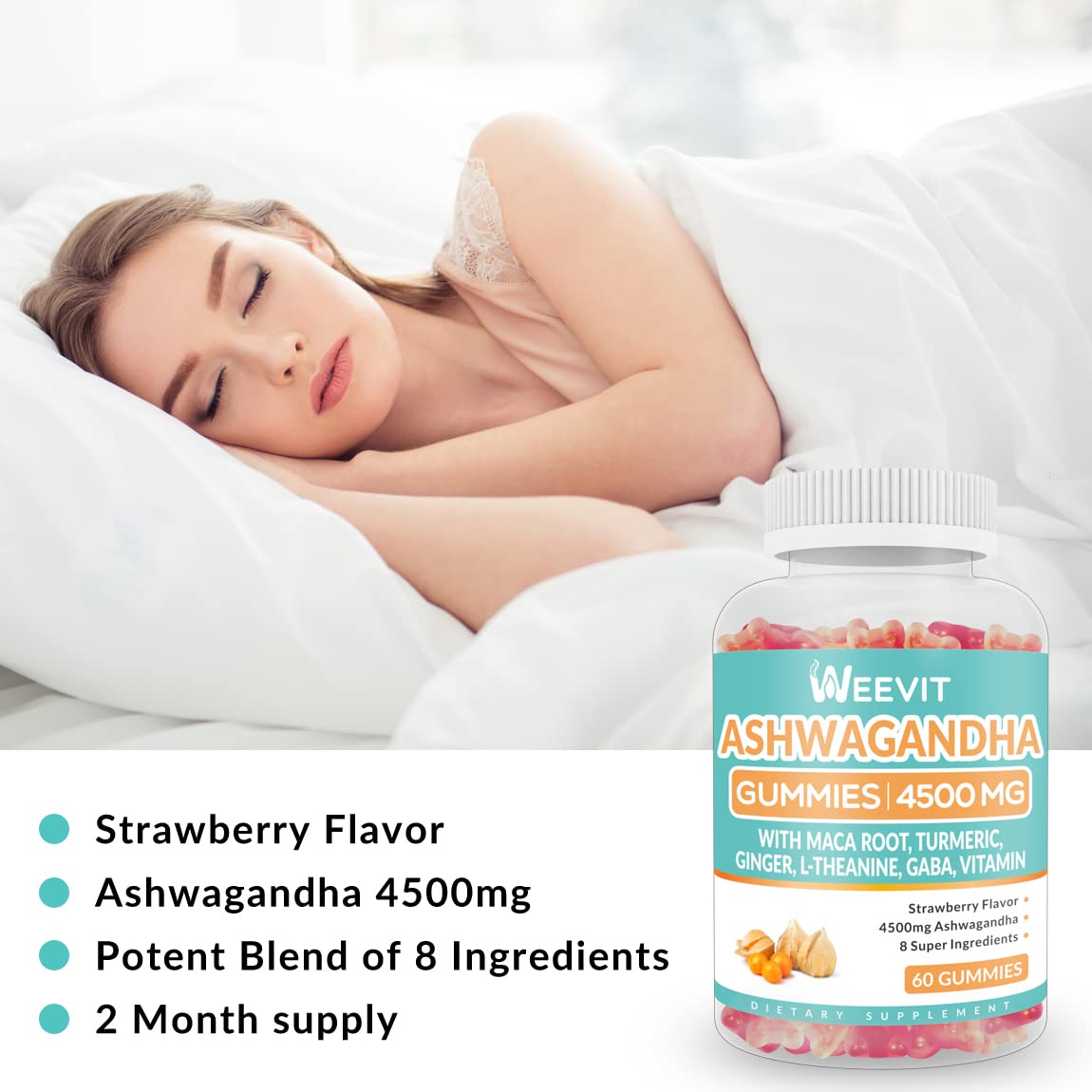 Ashwagandha Gummies 4500mg for Women & Men, Ashwagandha Gummy with Maca Root WEEVIT buy supplements canada