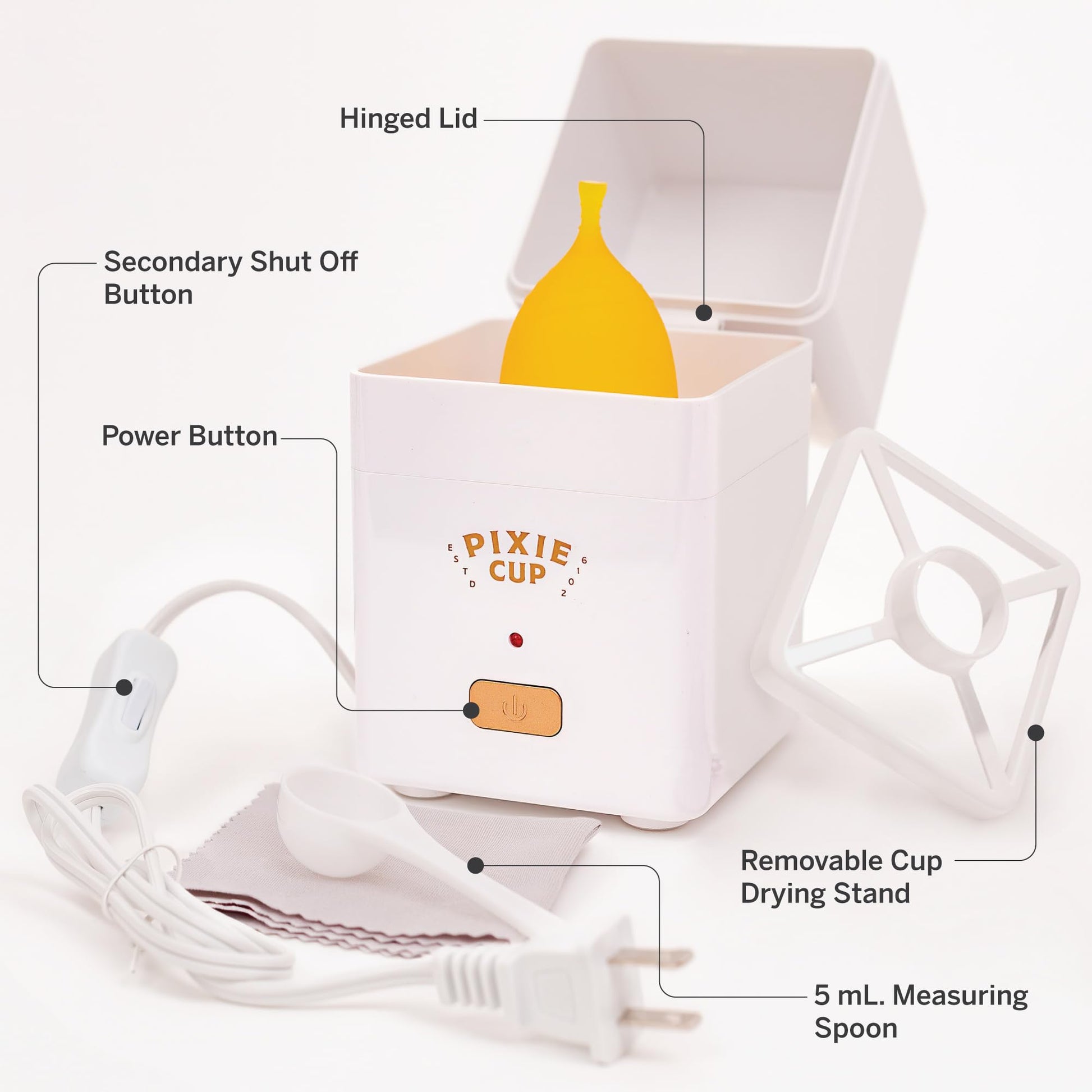 Pixie Menstrual Cup Sterilizer Cleaner Machine - The Only Hinged Lid Steamer & Drying Stand Pixie Cup buy supplements canada