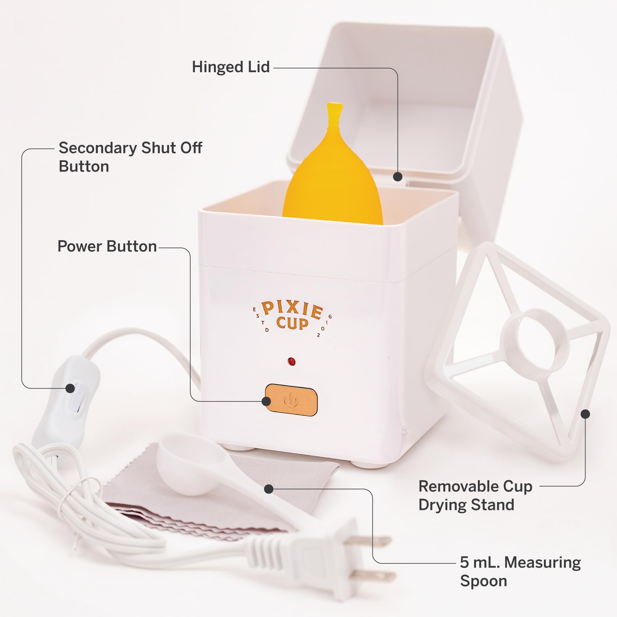 Pixie Menstrual Cup Sterilizer Cleaner Machine - The Only Hinged Lid Steamer & Drying Stand Pixie Cup buy supplements canada