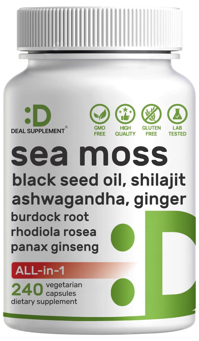 DEAL SUPPLEMENT Irish Sea Moss 240 Veggie Capsules – 14 Superfood Complex with Black Seed Oil, Ashwagandha, & Ginger DEAL SUPPLEMENT buy supplements canada