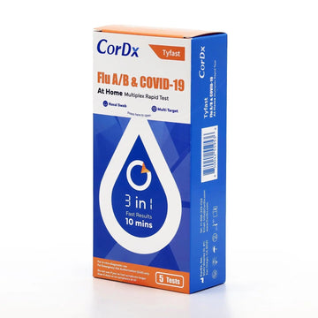 CorDx TyFast at Home Flu A/B & COVID-19 Multiplex Rapid Test Kit, Easy, Accurate, Fast Results in 10 Minutes, 3 in 1 Combo Kit, 5 Tests CorDx buy supplements canada