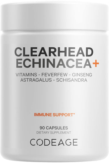 Codeage Clearhead Echinacea+ Supplement - Echinacea, Schisandra, Feverfew, Coptis, American Ginseng, Astragalus, Garlic, Probiotics, Vitamins C & D3, Zinc, Selenium - Clear Head Vitamin - 90 Capsules Codeage buy supplements canada