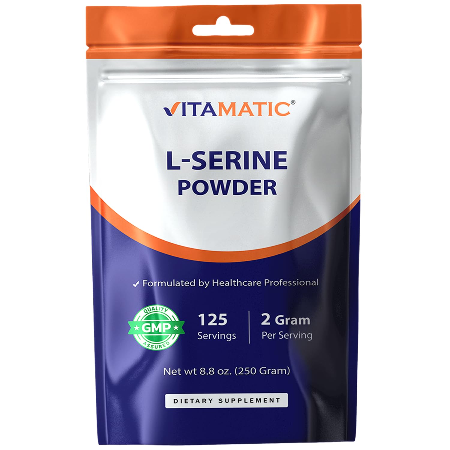 Vitamatic L-Serine Pure Powder 250 Gram | 2000 mg per Serving | 125 Servings | Unflavored | No Additives | Free of Soy, Eggs, Fish & Artificial Ingredients Vitamatic buy supplements canada