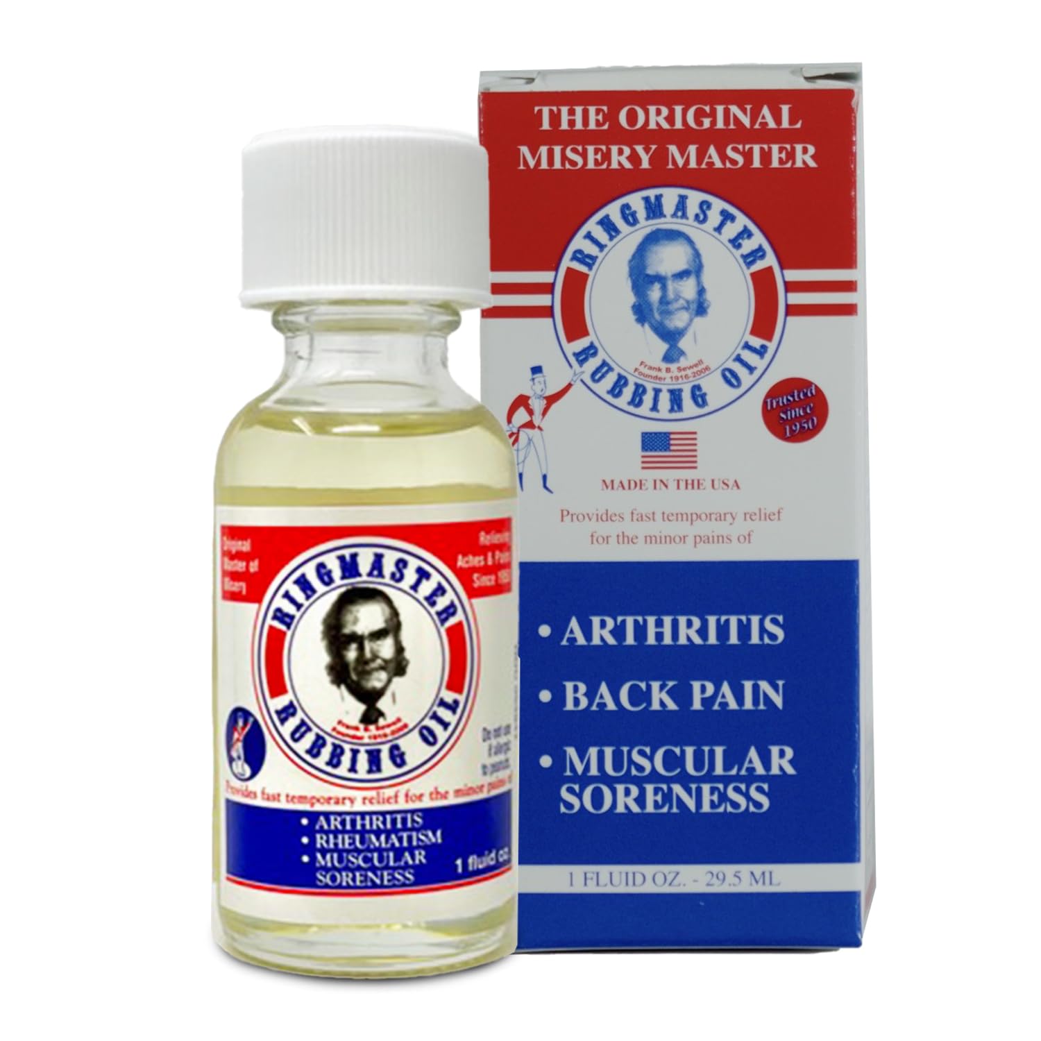 Ringmaster Rubbing Oil Pain Relief Since 1950 Made in USA for Arthritis, Rheumatism, Muscular Joint Soreness (1 oz) Ringmaster Rubbing Oil buy supplements canada