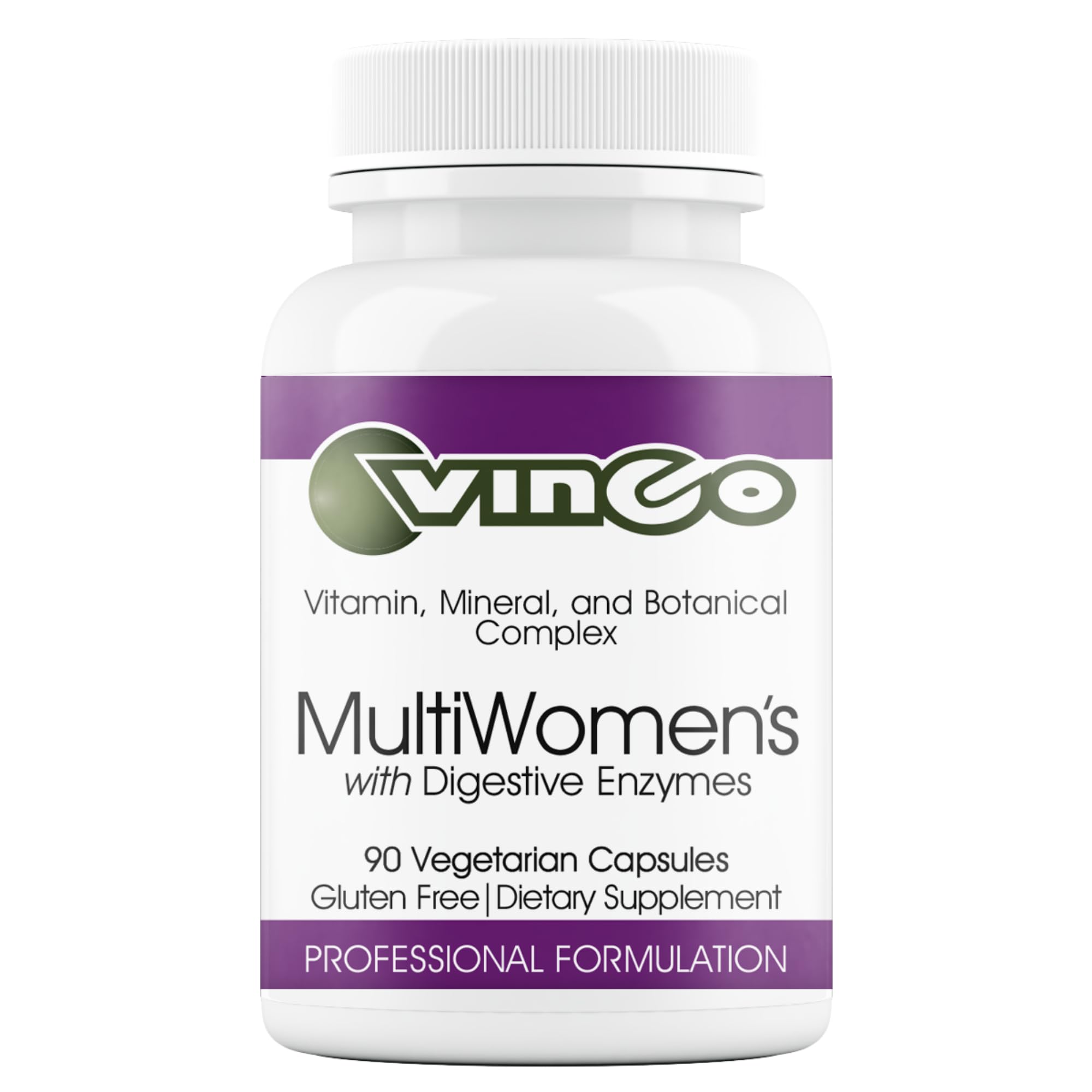 Vinco Inc - MultiWomen’s with Digestive Enzymes Daily Supplement | (90 Capsules) | Multivitamin for Women | Supports Energy, Hormone Balance, Immunity & Digestion | Gluten Free & Vegetarian Vinco buy supplements canada