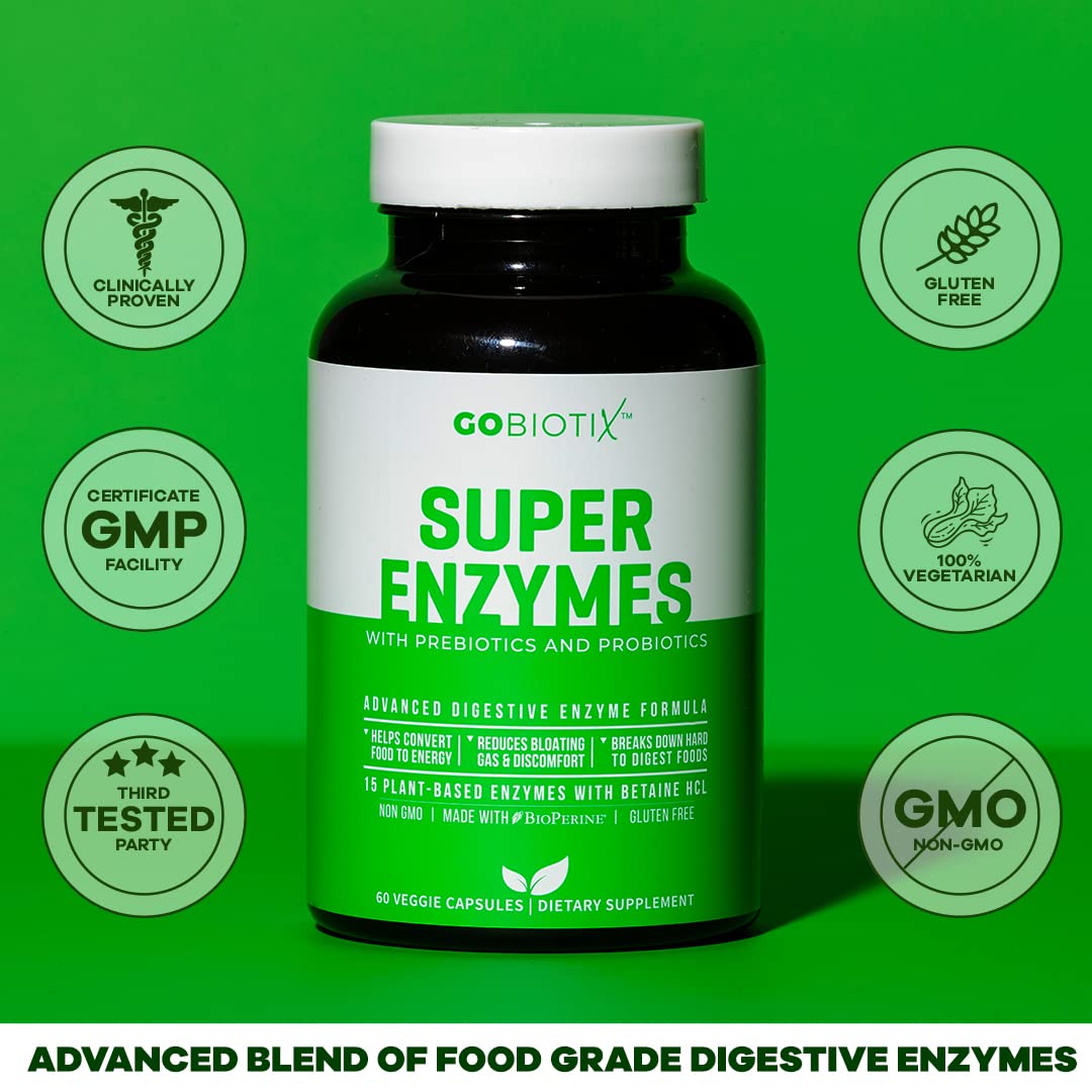 GoBiotix Digestive Enzymes Supplement with Prebiotics and Probiotics for Women and Men - Gut Health, Gluten Digestion, Lactose Absorption GOBIOTIX buy supplements canada