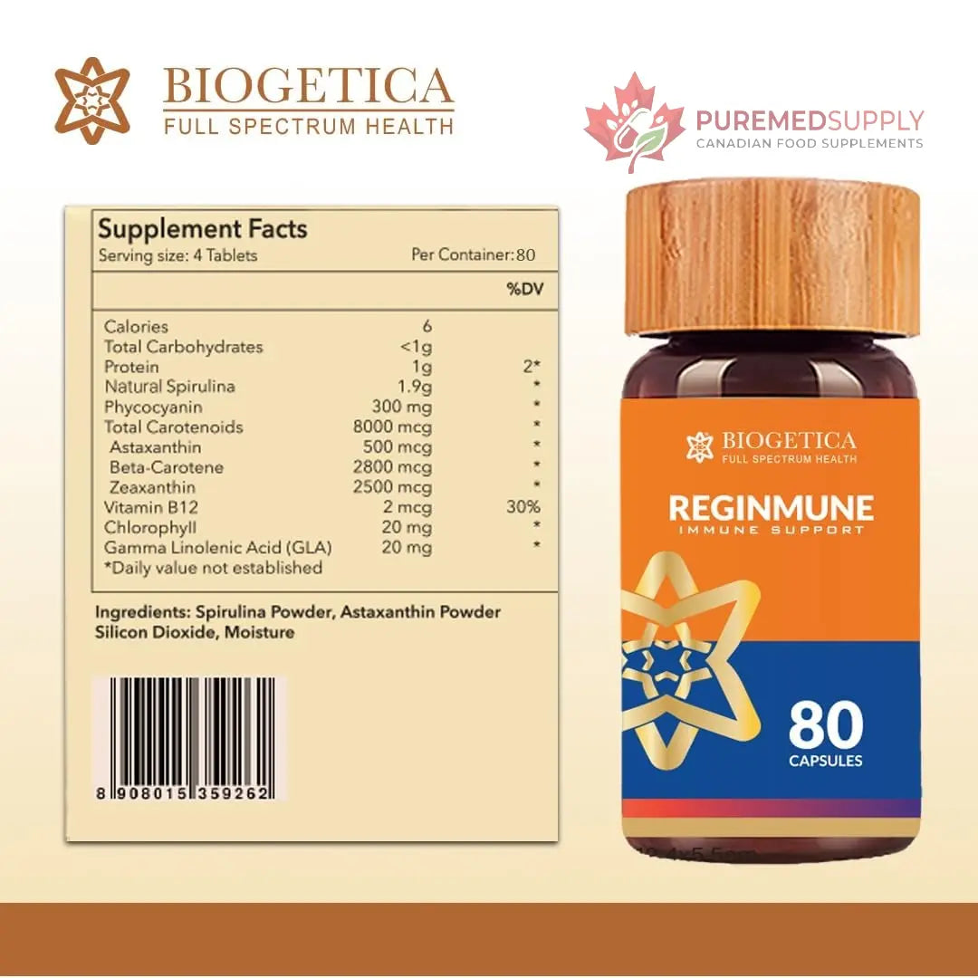 Biogetica Reginmune - Natural Immune Support Care Daily Boost Immune System Booster - 80 Capsules Biogetica buy supplements canada