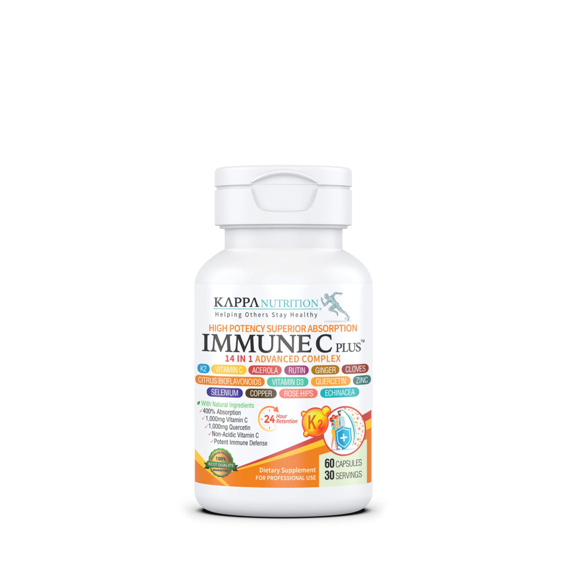 Quercetin 1,000mg, Vitamin C 1,000mg, Zinc 50mg, Vitamin D3 5,000iu, Selenium, Copper, Acerola, Ginger, Rutin, Bitter Orange, Rose Hips, Echinacea, Immune C Plus, 14 in 1 Immune C Plus (60 Count) KAPPA NUTRITION buy supplements canada