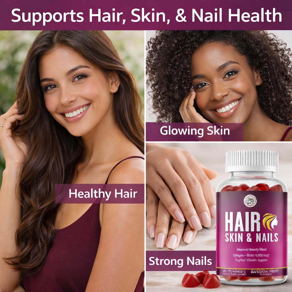 Grab The Gold Hair Skin & Nails Vitamins for Women | Gummies with 6000mcg Biotin & Collagen | 10 Essential Vitamin & Minerals | Gluten-Free, Non-GMO, Passion Fruit Flavor | 1 Month Supply, Made in USA Grab The Gold buy supplements canada