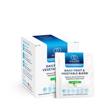 Equilife Daily Fruit & Vegetable Blend, Superfood Antioxidant Supplement, Crisp Apple Flavor with Vitamin C, Fiber, and 9 Essential Amino Acids, Supports Energy, Vegan, 14 Single Serve Packets Equilife buy supplements canada